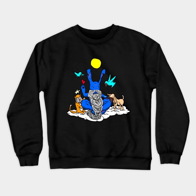 The Venerable and Wise Bearded Bunny Crewneck Sweatshirt by Doodleslice